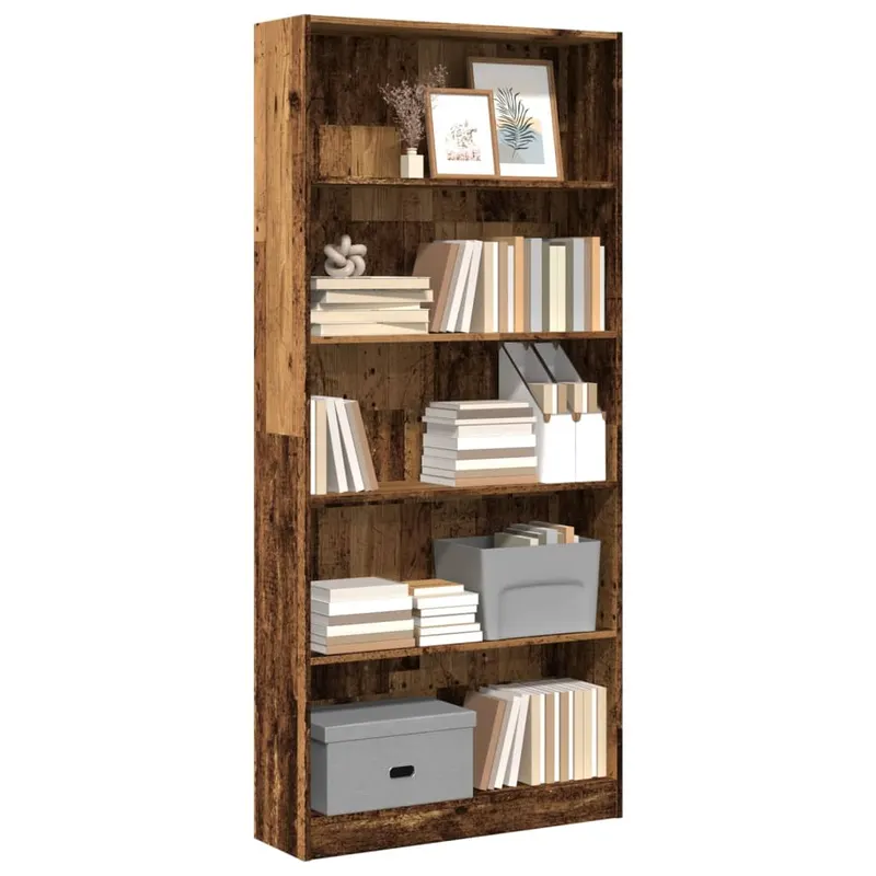 biblioteca, lemn vechi, 80x24x176 cm, lemn prelucrat