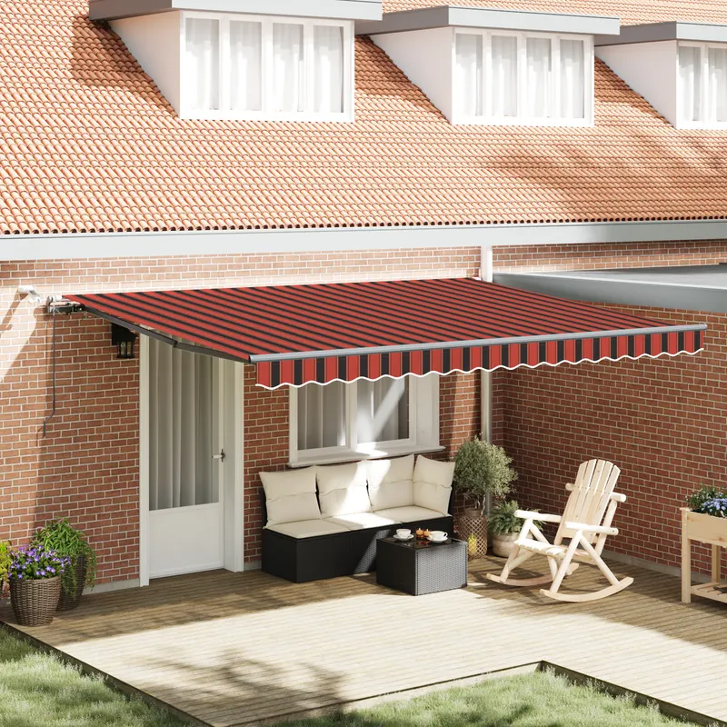 marchiza retractabila automata cu led portocalie si maro 450x350 cm