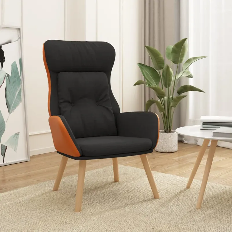 scaun de relaxare, negru, textil si pvc
