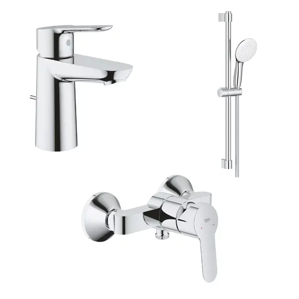 Set baterii lavoar dus Grohe BauEdge si dus cu bara Tempesta crom lucios