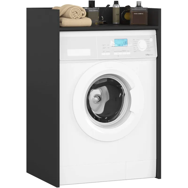 Masca masina de spalat pal laminat cu polita, 64x50x98 cm, design functional, negru