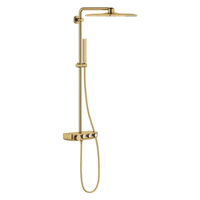 Coloana de dus cu baterie termostatata Grohe Euphoria Smartcontrol auriu periat Cool Sunrise