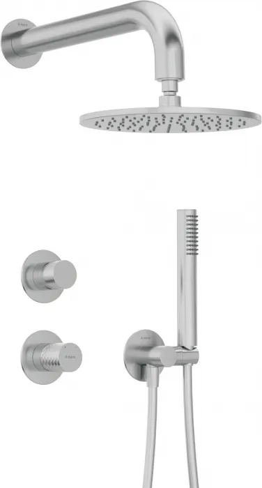 Set de dus incastrat, cu palarie, para de dus si baterie, otel, Deante Silia Hexa