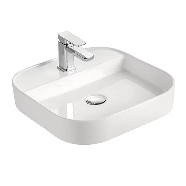 Lavoar pe blat Fluminia Juno-50, 40 cm, dreptunghiular, garantie 2 ani, alb