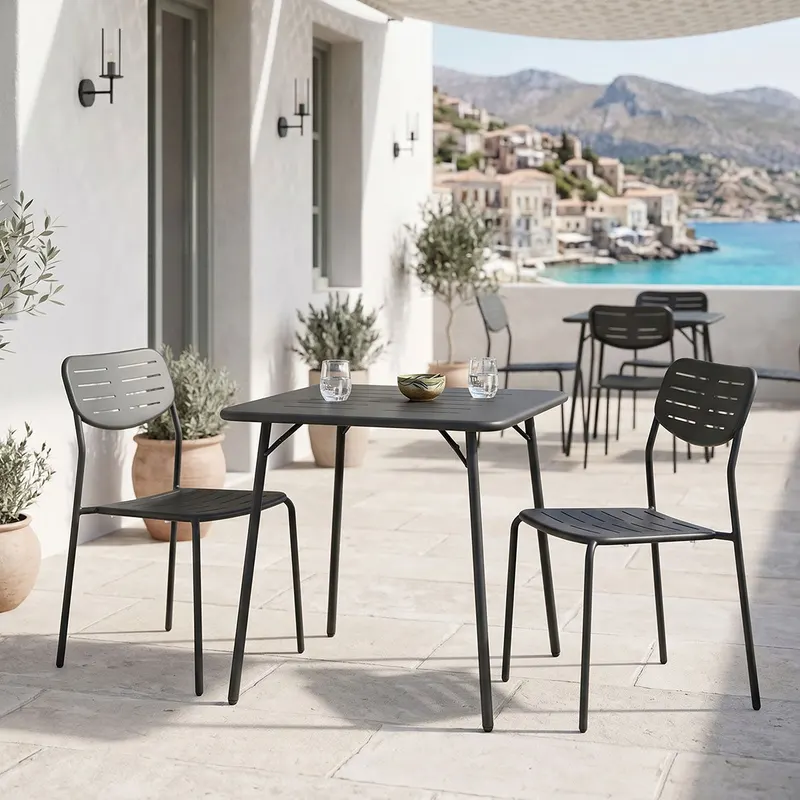 Moraja Deraby I set 3 piese negru metal, 70x70x73 cm - Negru