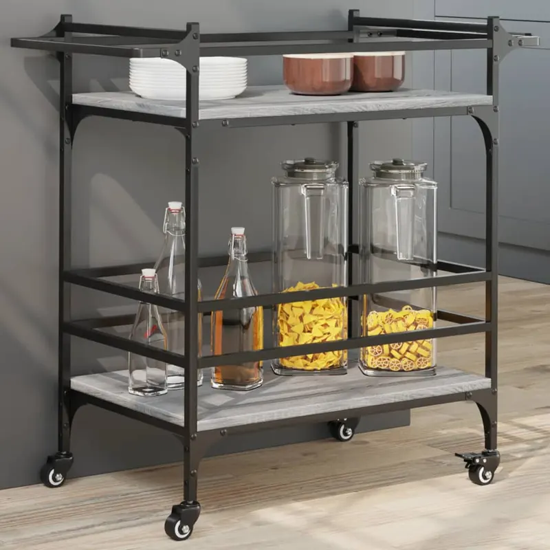 carucior de bucatarie, gri sonoma, 82x40x78,5cm, lemn prelucrat