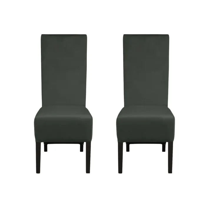 Set 2 scaune living VANESSA, picioare lemn wenge, stofa gri inchis, 47x60x110 cm