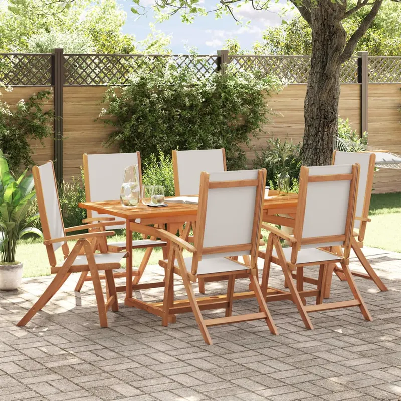 set mobilier de gradina, 7 piese, lemn masiv acacia/textilena