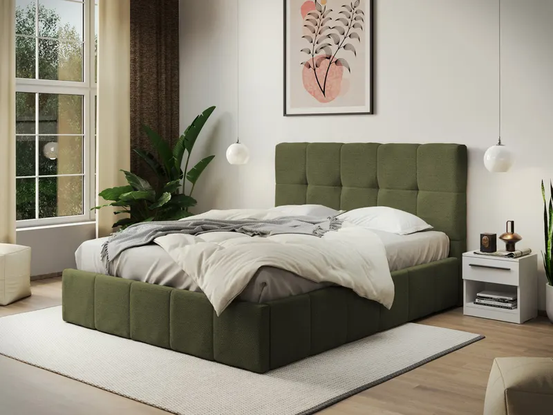 Pat Tapitat cu somiera fixa - Axis Olive - Eden 12 180x200