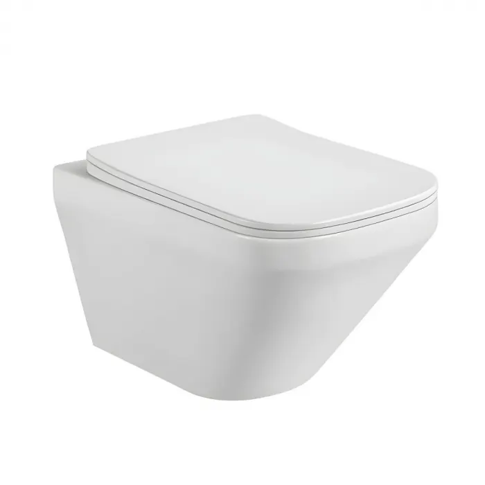 Set vas wc rimless suspendat, dreptunghiular, capac slim softclose, Bristol