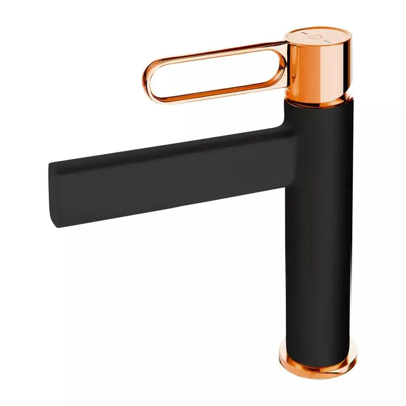 Baterie lavoar FDesign Zaffiro, negru mat rose gold lucios
