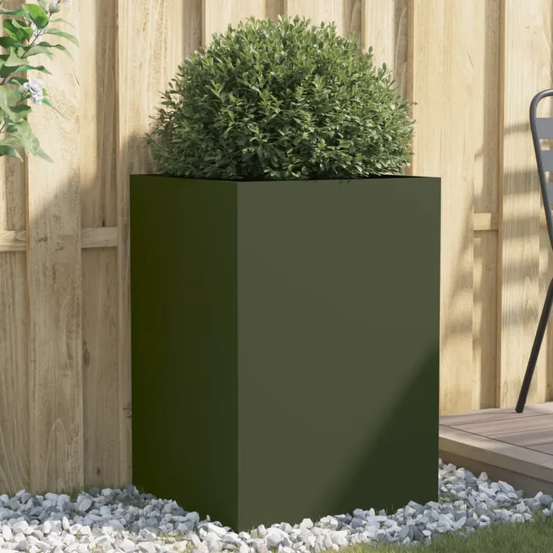 jardiniera, verde masliniu, 52x48x75 cm, otel laminat la rece