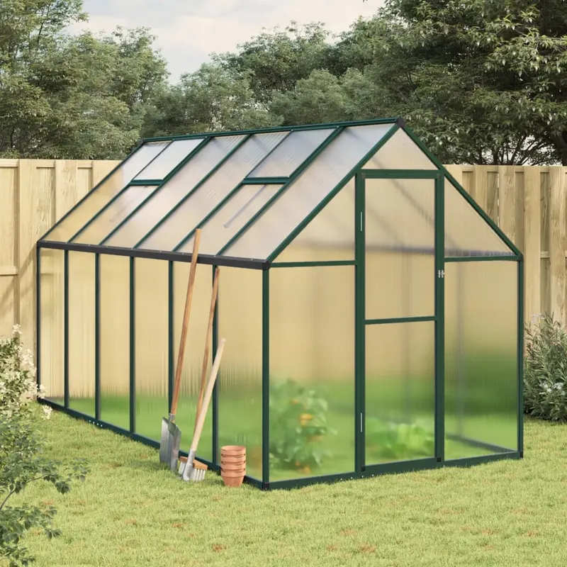 sere cu cadru de baza, verde, 334x169x195 cm, aluminiu