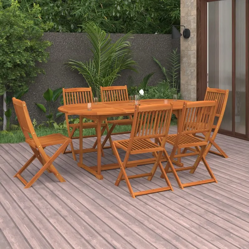 set mobilier de gradina 7 piese 180x90x75 cm, lemn masiv acacia