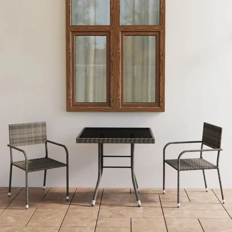 set mobilier de gradina, gri, 3 piese, antracit, poli ratan