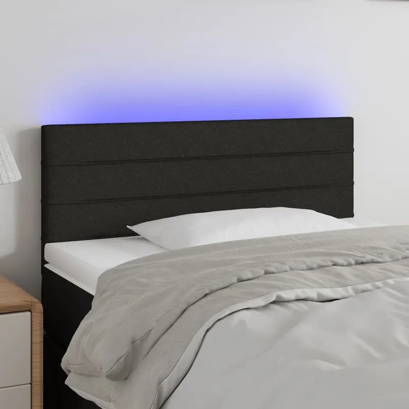 tablie de pat cu led, negru, 80x5x78/88 cm, textil