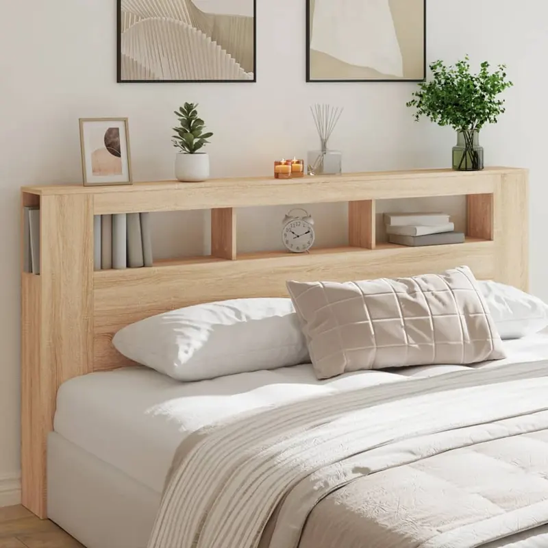 tablie de pat cu led, stejar sonoma, 200x18,5x103,5 cm, lemn