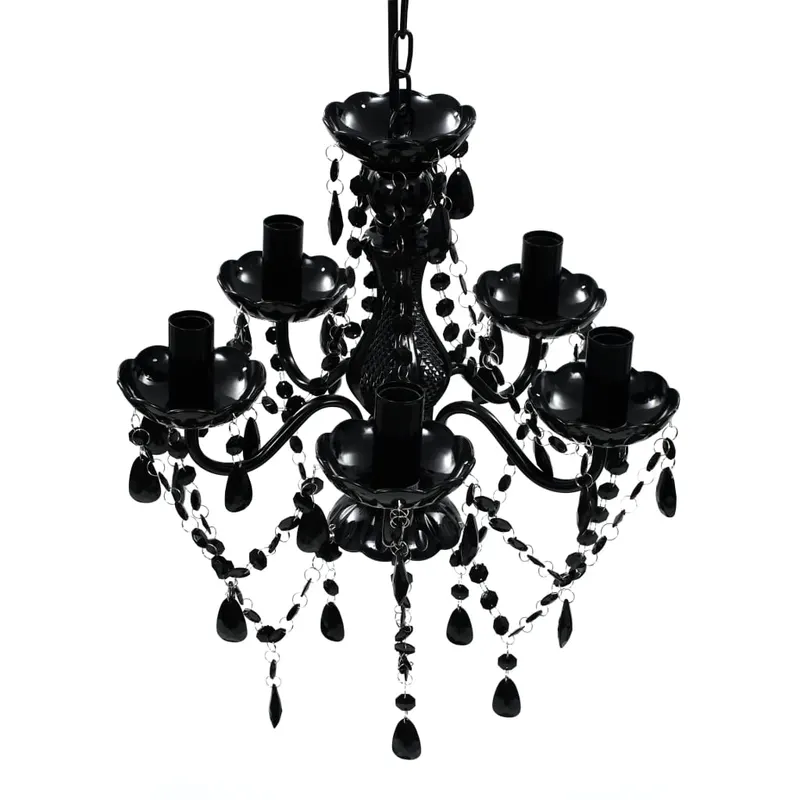 Lustra de cristal, 5 becuri, negru