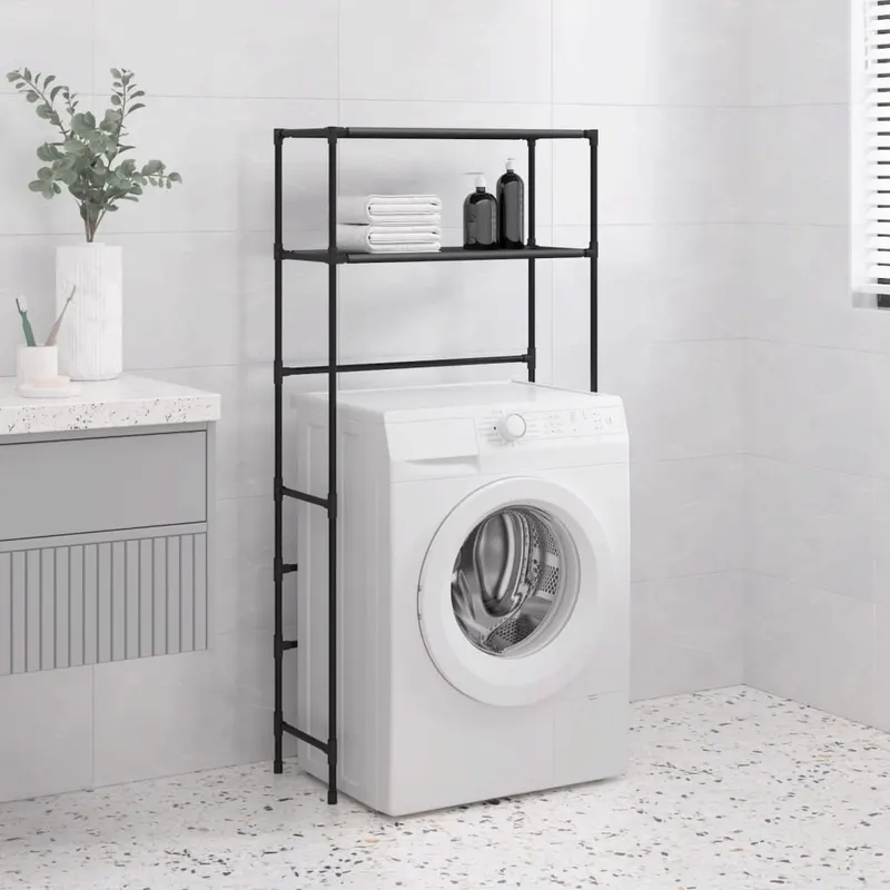 suport depozitare 2 niveluri masina spalat negru 69x28x143cm