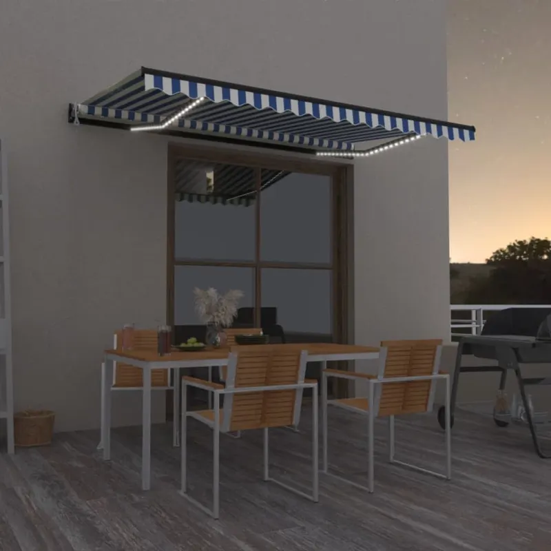 copertina automata cu senzor vant&led, albastru/alb, 400x350 cm