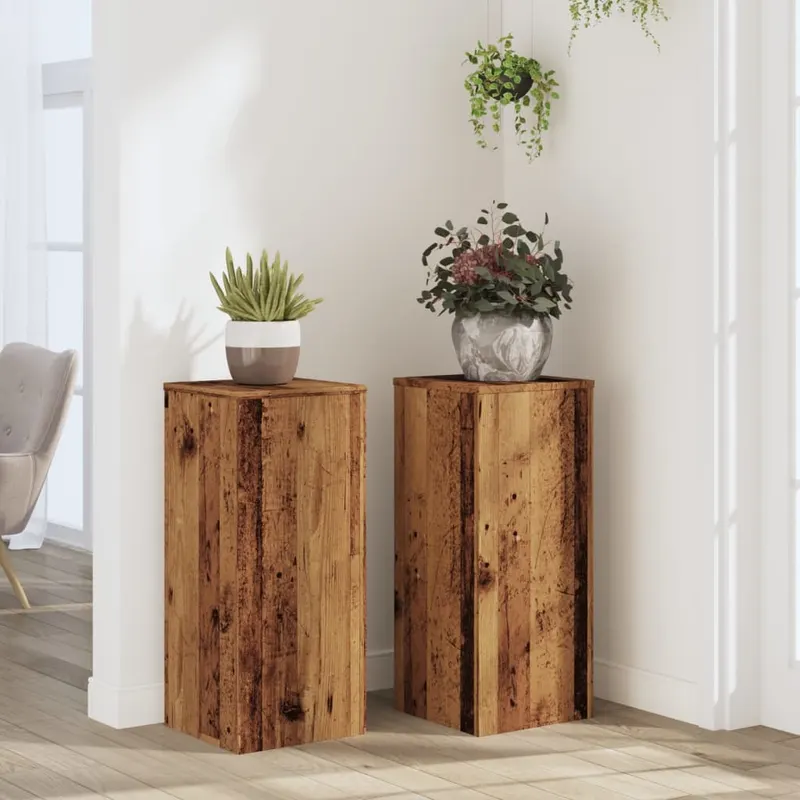 suporturi de plante 2 buc. lemn vechi 30x30x70cm lemn prelucrat
