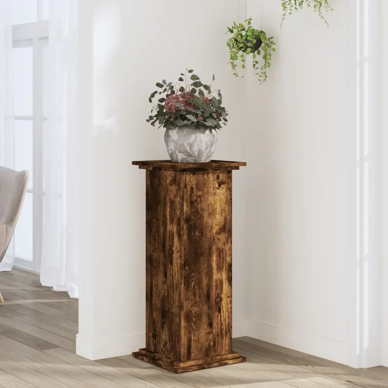 suport de plante, stejar fumuriu, 33x33x80 cm, lemn prelucrat