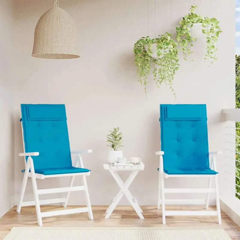 perne de scaun cu spatar inalt, 2 buc, bleu, tesatura oxford