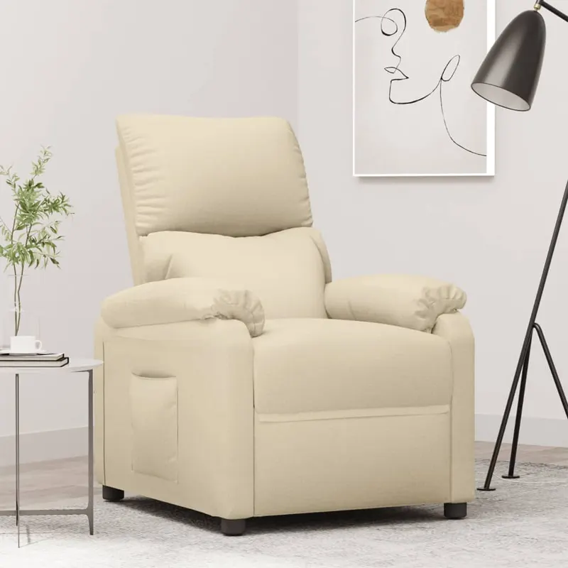 fotoliu rabatabil, crem, material textil