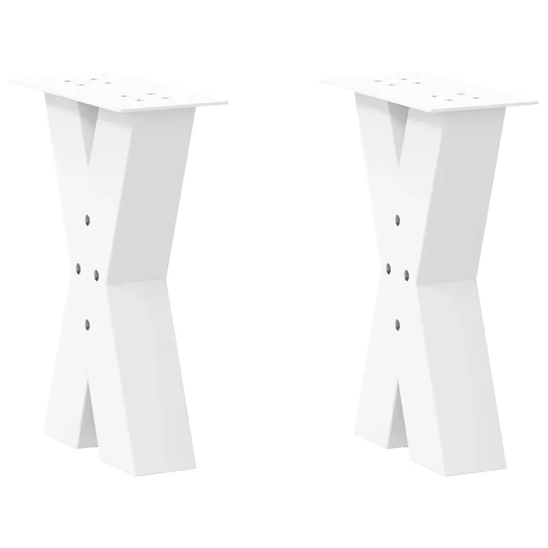 picioare masuta cafea in forma x 2 buc alb 38x(42-43) cm otel