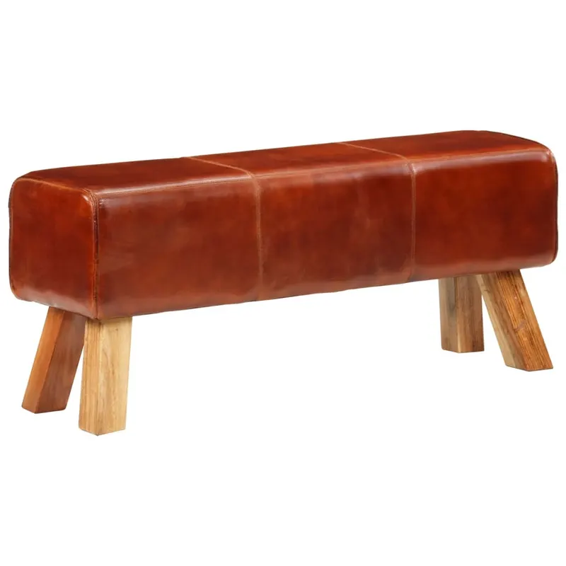 banca bok gimnastica maro 110cm piele naturala/lemn masiv mango