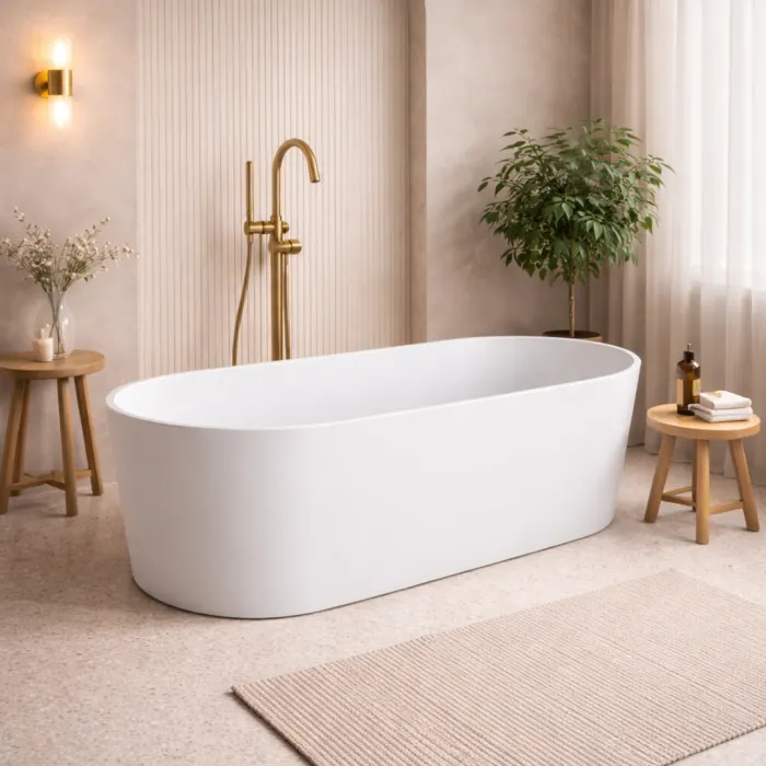 Cada freestanding compozit, alb mat, 180x76 cm, Terra