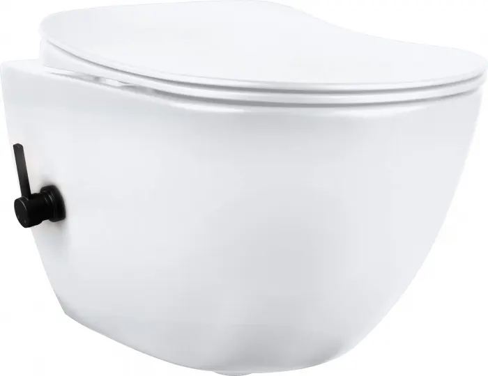 Vas de WC, cu functie de bideu - cu baterie neagra, Deate Poenia