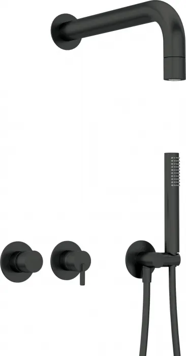 Set de dus incastrat, brat dus ploaie, para de dus si baterie, negru, Deante Silia