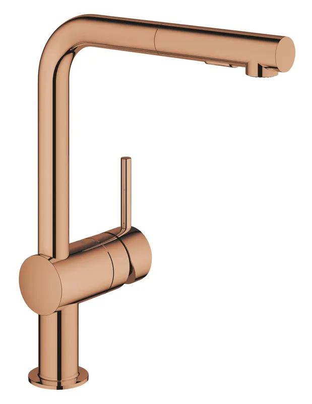 Baterie de bucatarie Grohe 30274DA0, Minta, 3 8 , Tip L, inalta, dus extractabil, 2 functii, lucios, cupru
