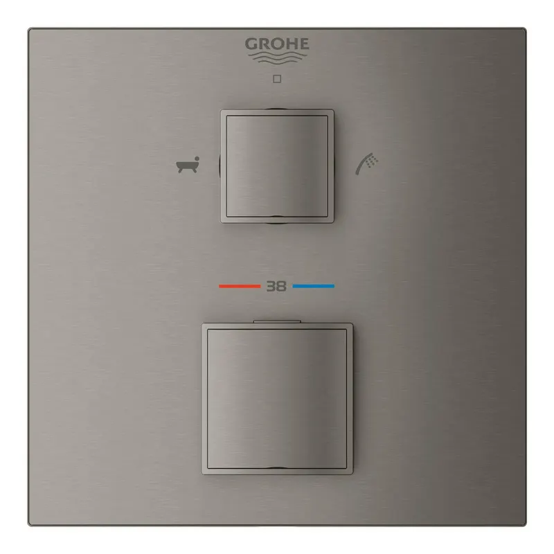 Unitate comanda cada Grohe 24155AL0, Cube, termostat, 2 iesiri, necesita valva, mat, grafit