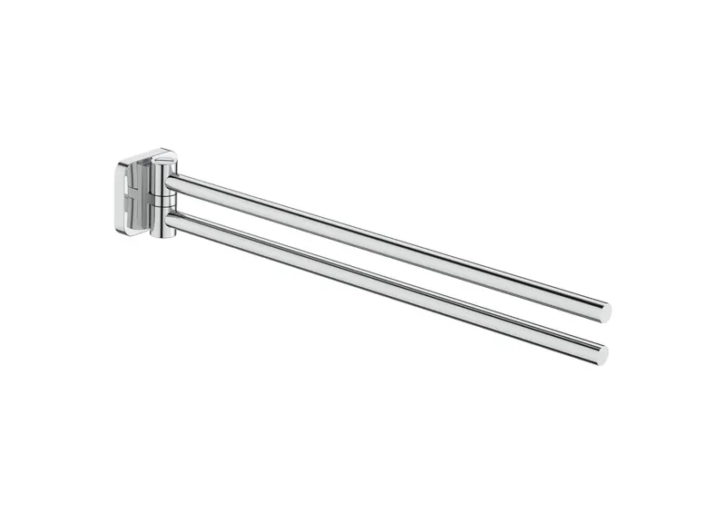 Bara prosop Roca A817885C00, 373 mm, 52 mm, 2 orificii instalare, 2 rafturi, pivotanta, pe perete, Crom