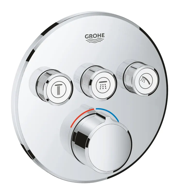 Unitate control Grohe 29146000, 1 bar, 158 mm, 10 mm, 3 iesiri, 2 functii palarie dus, 1 2 dimensiune racord, Crom
