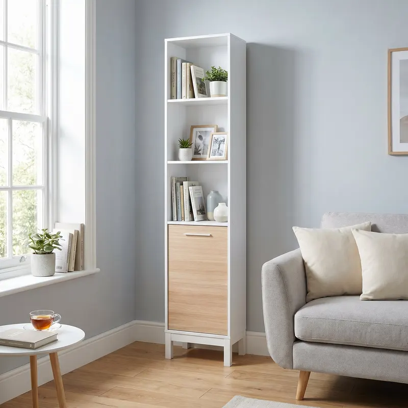 Biblioteca KTP-1410-MB-1 Home Collection® London, 5 rafturi si usa, Alb, 45x202x26 cm - Alb