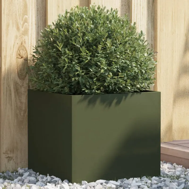 jardiniera, verde masliniu, 42x40x39 cm, otel laminat la rece