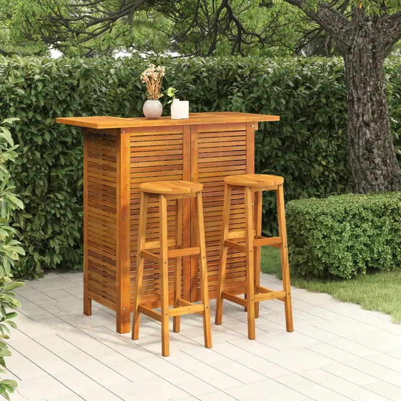 set mobilier de bar de gradina, 3 piese, lemn masiv de acacia