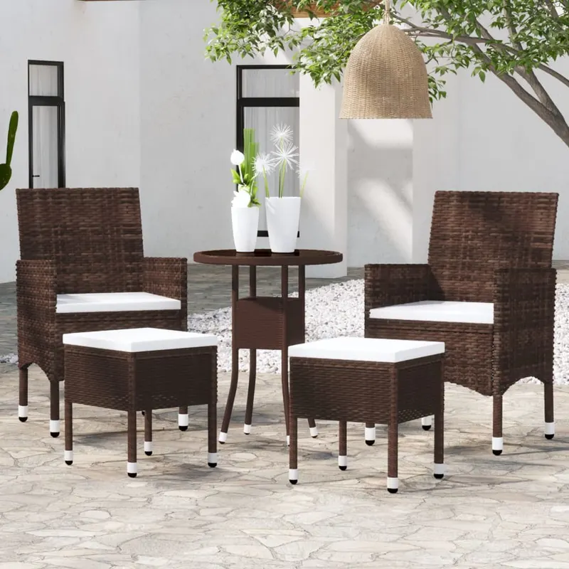 set mobilier de gradina, 5 piese, maro, poliratan