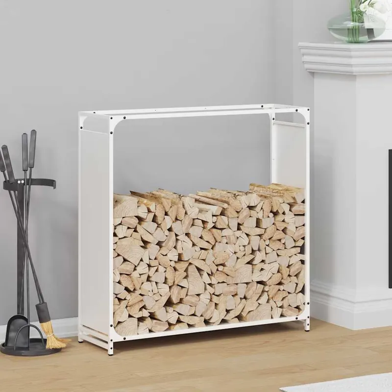 suport pentru lemne de foc alb 90x28x90 cm otel laminat la rece