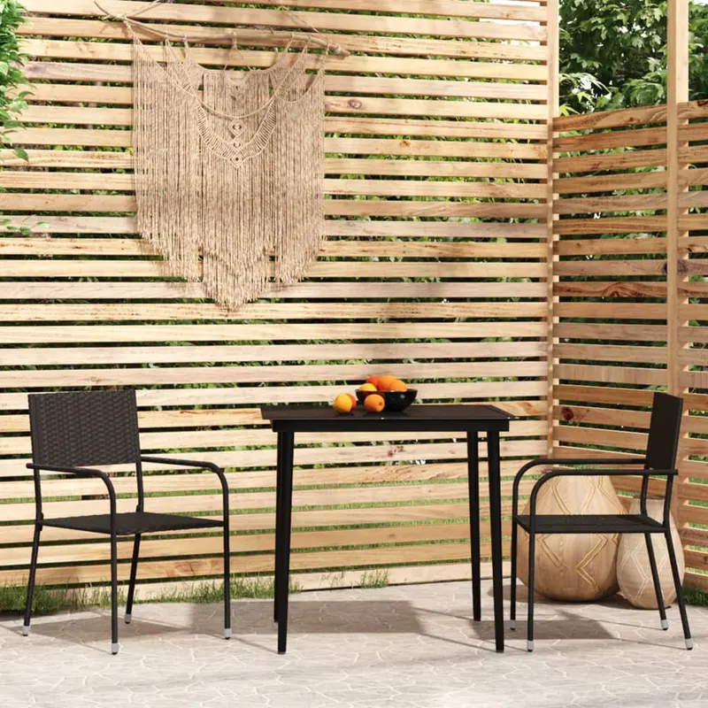 set de mobilier pentru gradina, 3 piese, negru