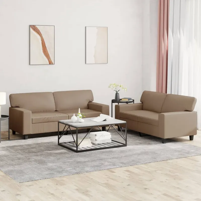 Set de canapele, 2 piese, cappuccino, piele ecologica
