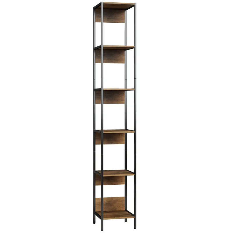 HOMCOM Bibliotecă cu 6 Rafturi, Finisaj Lemn Maro