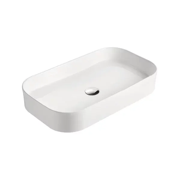 Lavoar pe blat Fluminia Capri, 38 cm, dreptunghiular, garantie 2 ani, alb