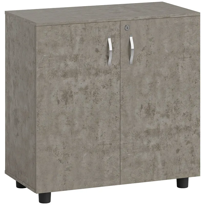 Vinsetto Dulap de birou cu 2 niveluri, mobilier de depozitare pentru birou cu 2 uși, încuietori și chei, 80x40x80cm, gri