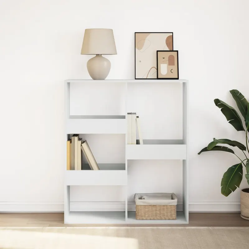 biblioteca/separator camera, alb, 100x33x115 cm
