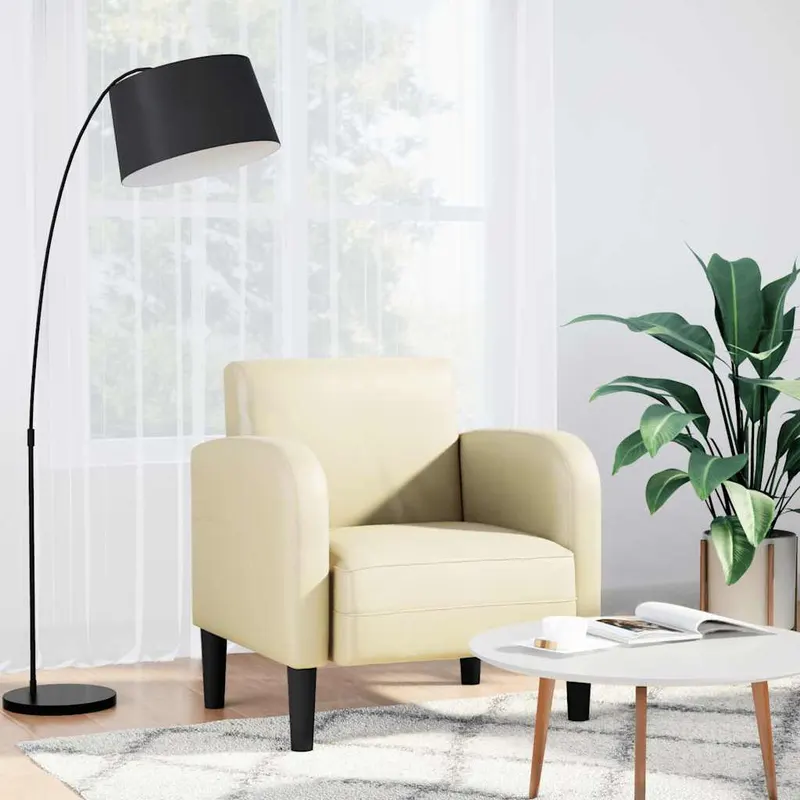canapea scaun cu cotiere crem 54 cm piele artificiala