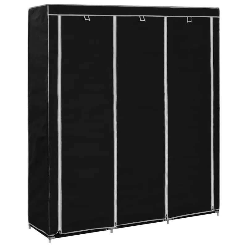 dulap cu bare si compartimente, negru, 150x45x175 cm